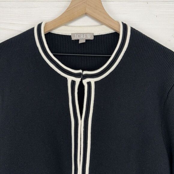 J.Crew Emilie Sweater Lady Jacket Women 3X Black w/ Contrast Trim Pockets Office - Picture 2 of 15